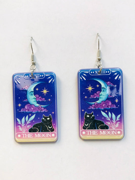 Earrings - Moon Tarot Card