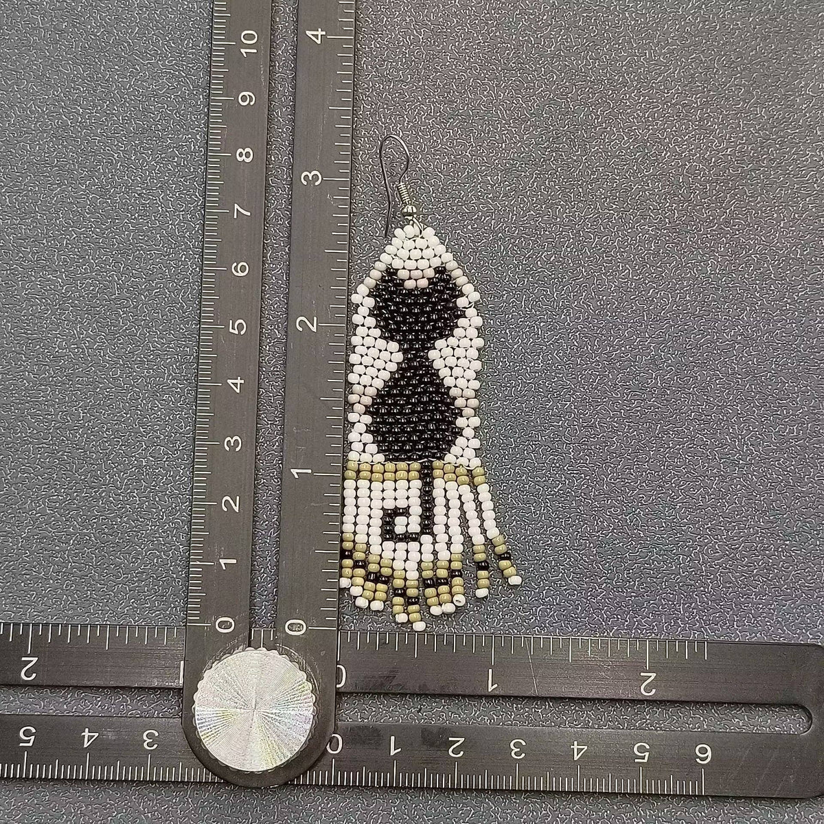 Black Cat Kitten Seed Beads Fringe Earrings - SB