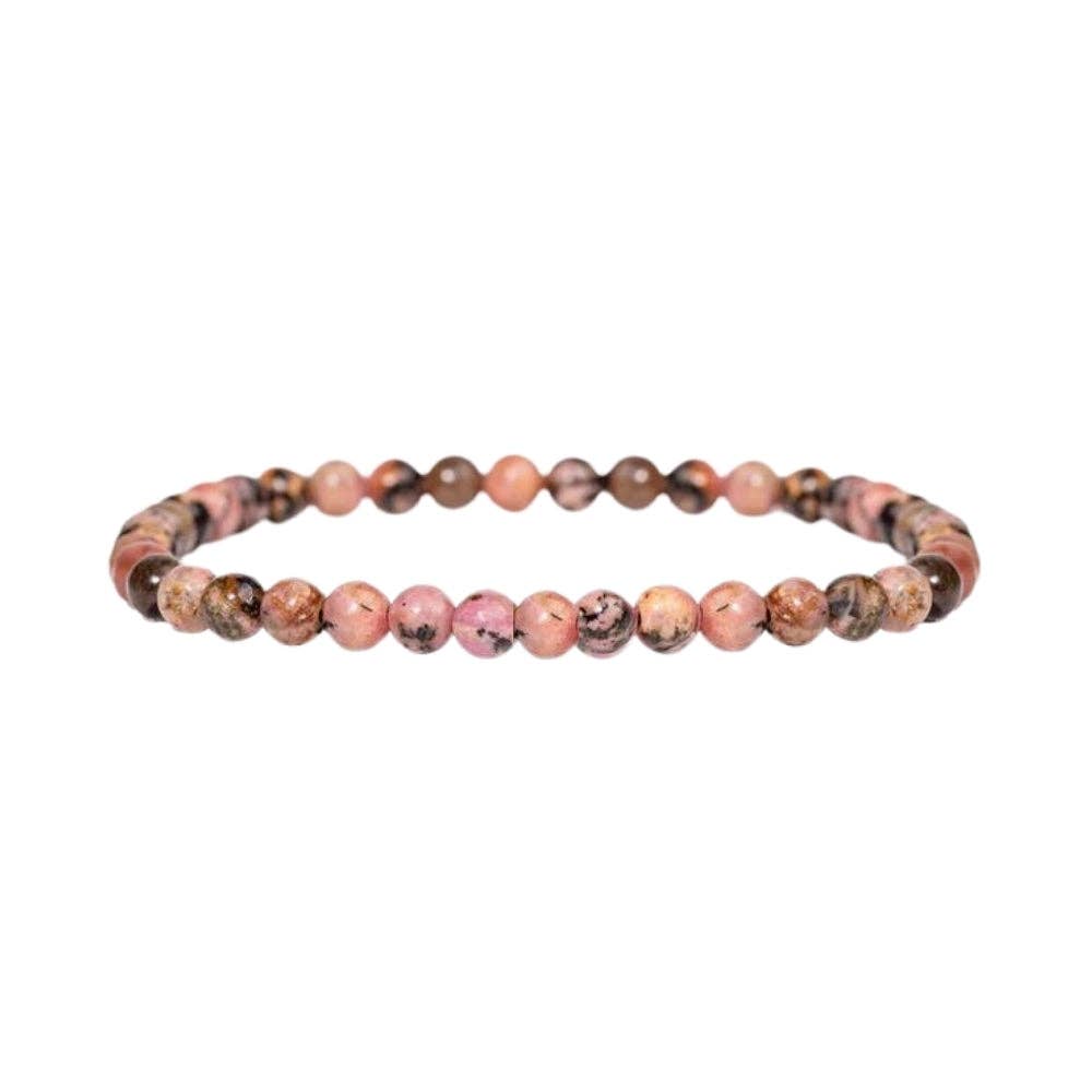 Crystal Bracelet - 4mm Rhodonite, pack of 5