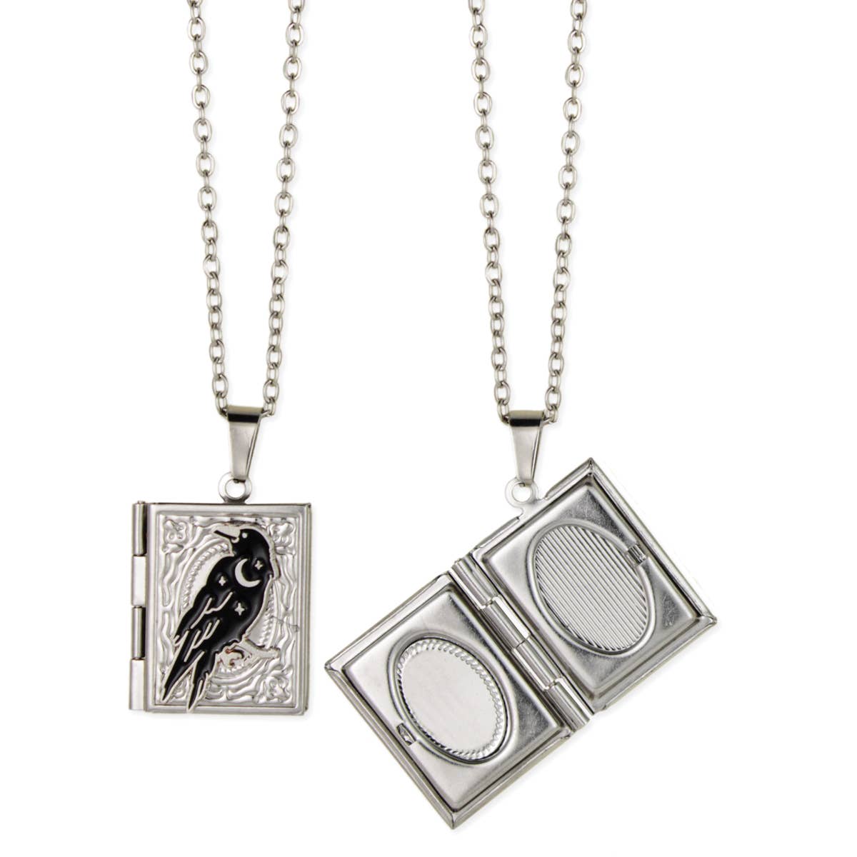 Quoth The Raven Silver Raven Book Locket
