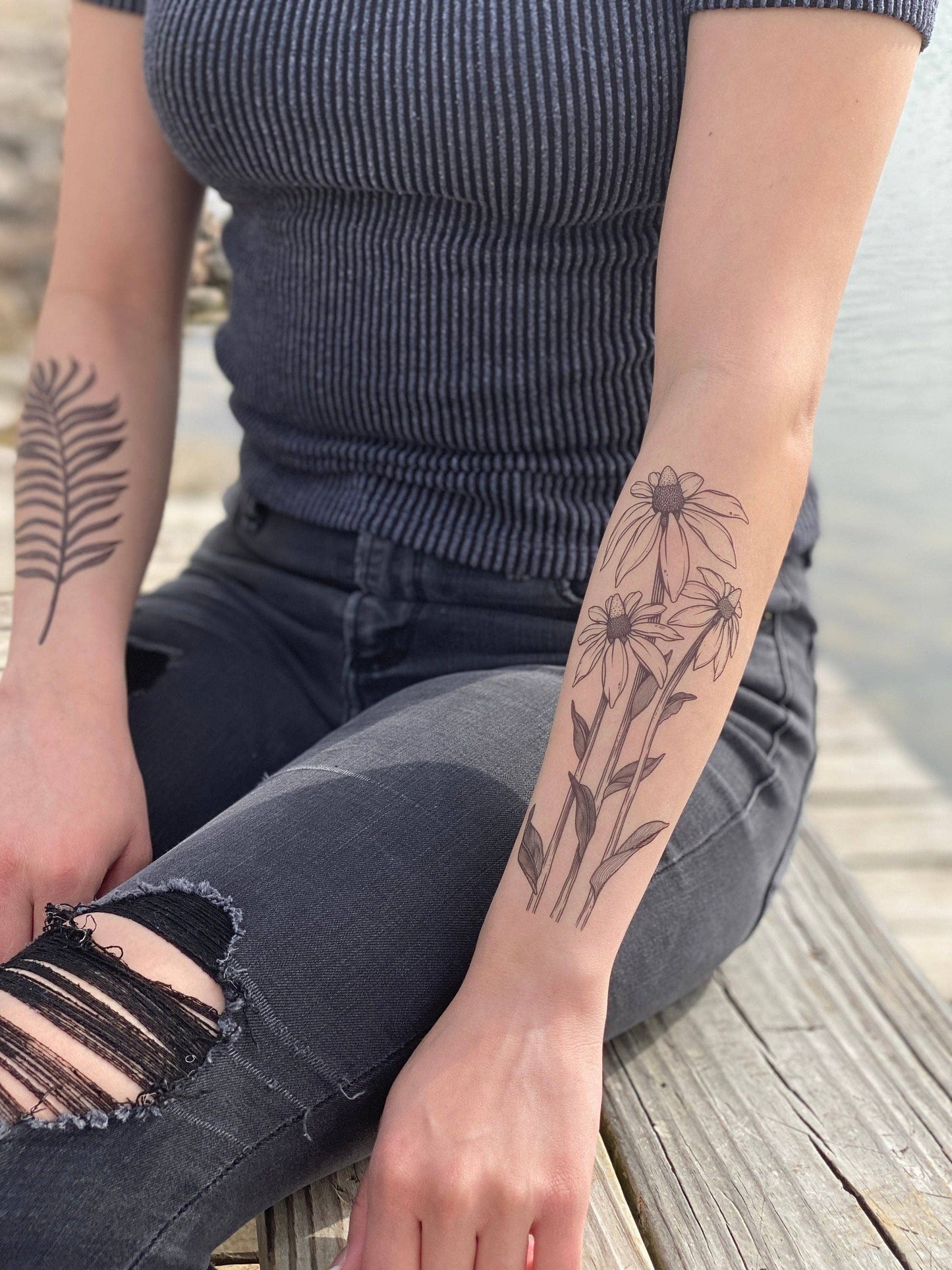 Nature Tats - Coneflower Temporary Tattoo: 1-Pack