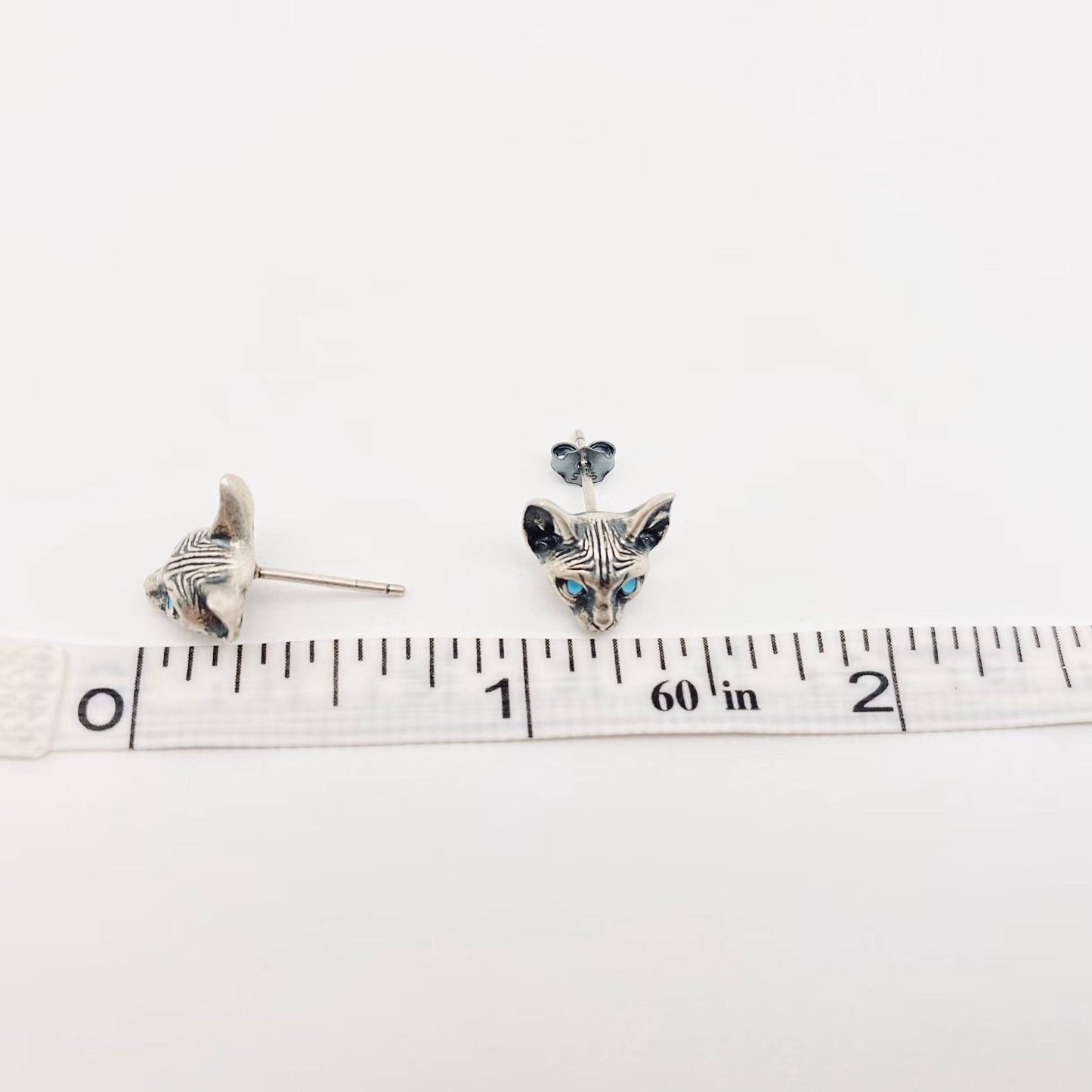 SS Cats Head Stud Earrings