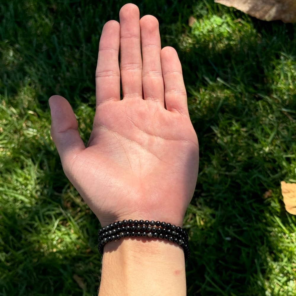 Energy Beads - 4mm Black Onyx - Beaded Bracelet