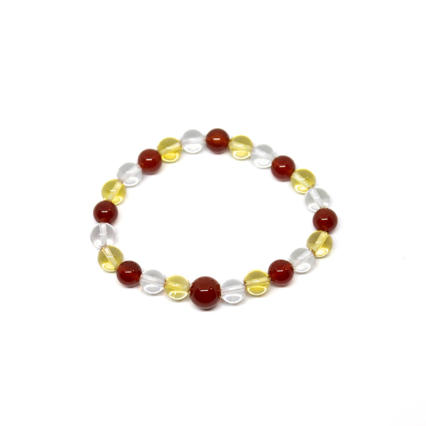 Carnelian, Citrine, Clear Quartz Bracelet 8mm Average Wrists