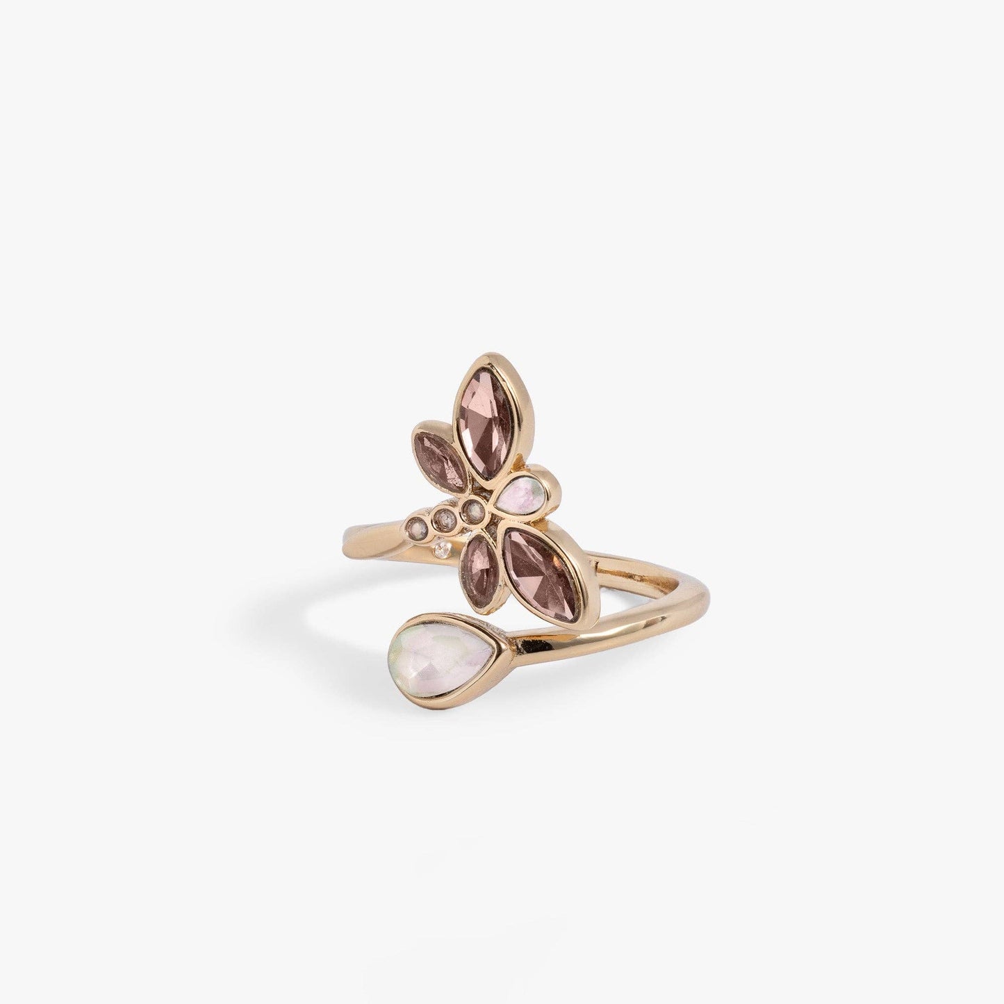 Crystal Dragonfly Ring: Gold