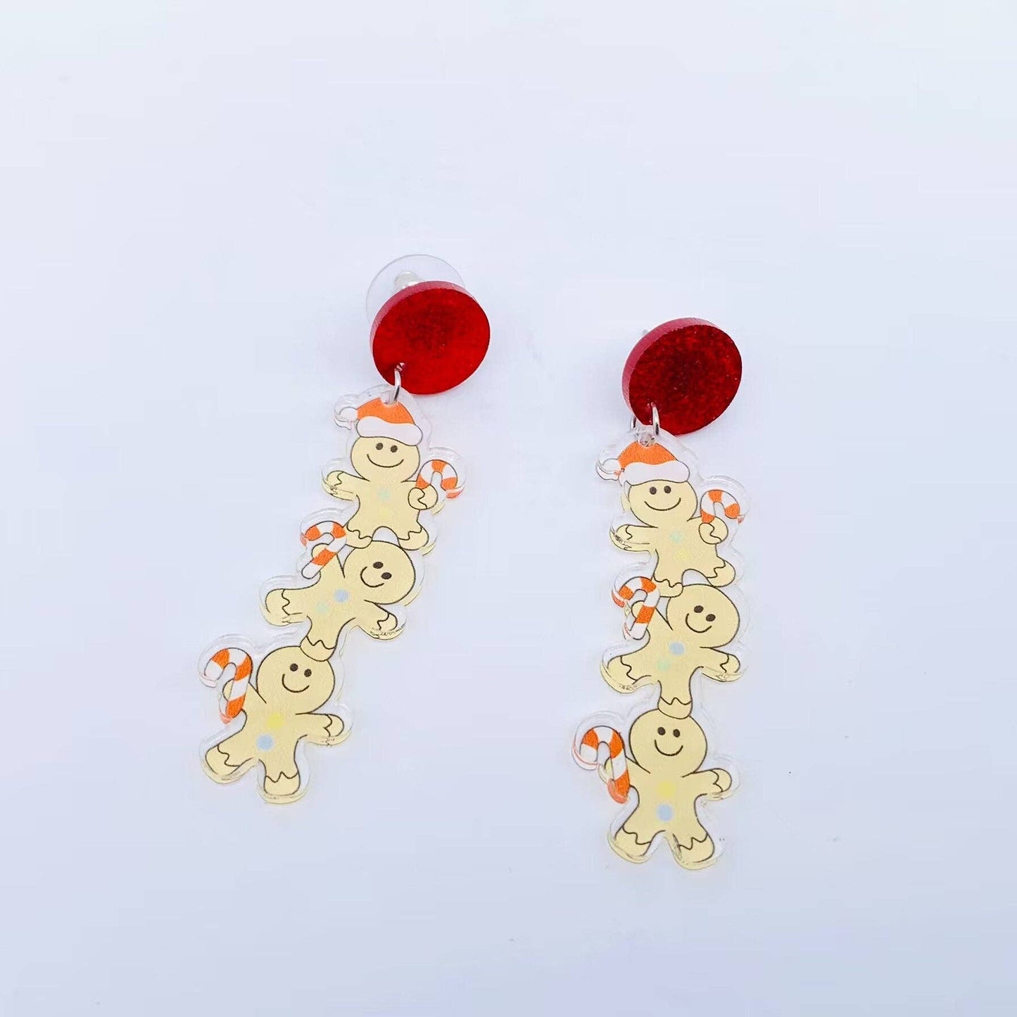 Earrings - Holiday - Acrylic Three Gingerbread Man
