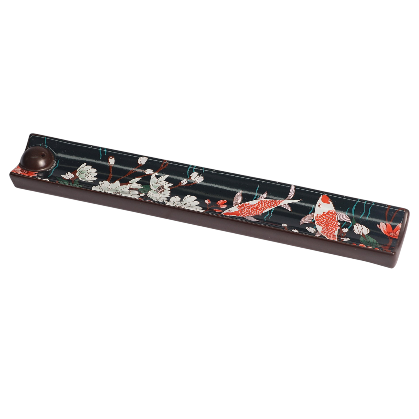 Ceramic Incense Holder 9 inch L Japanese Koi Fish