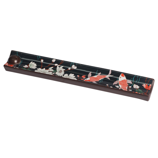 Ceramic Incense Holder 9 inch L Japanese Koi Fish