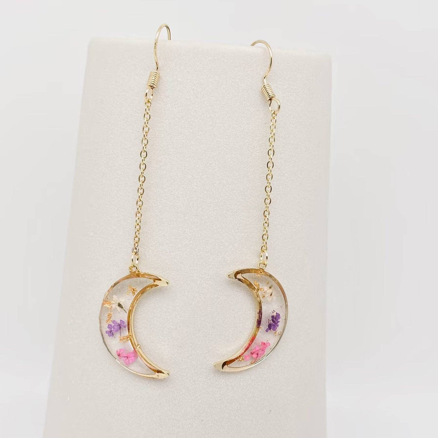 Earrings - Narcissus Moon Genuine Dried Flowers