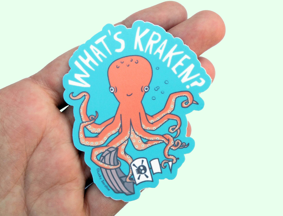 LS - What's Kraken Octopus, Pirate Ship, Squid Vinyl Sticker