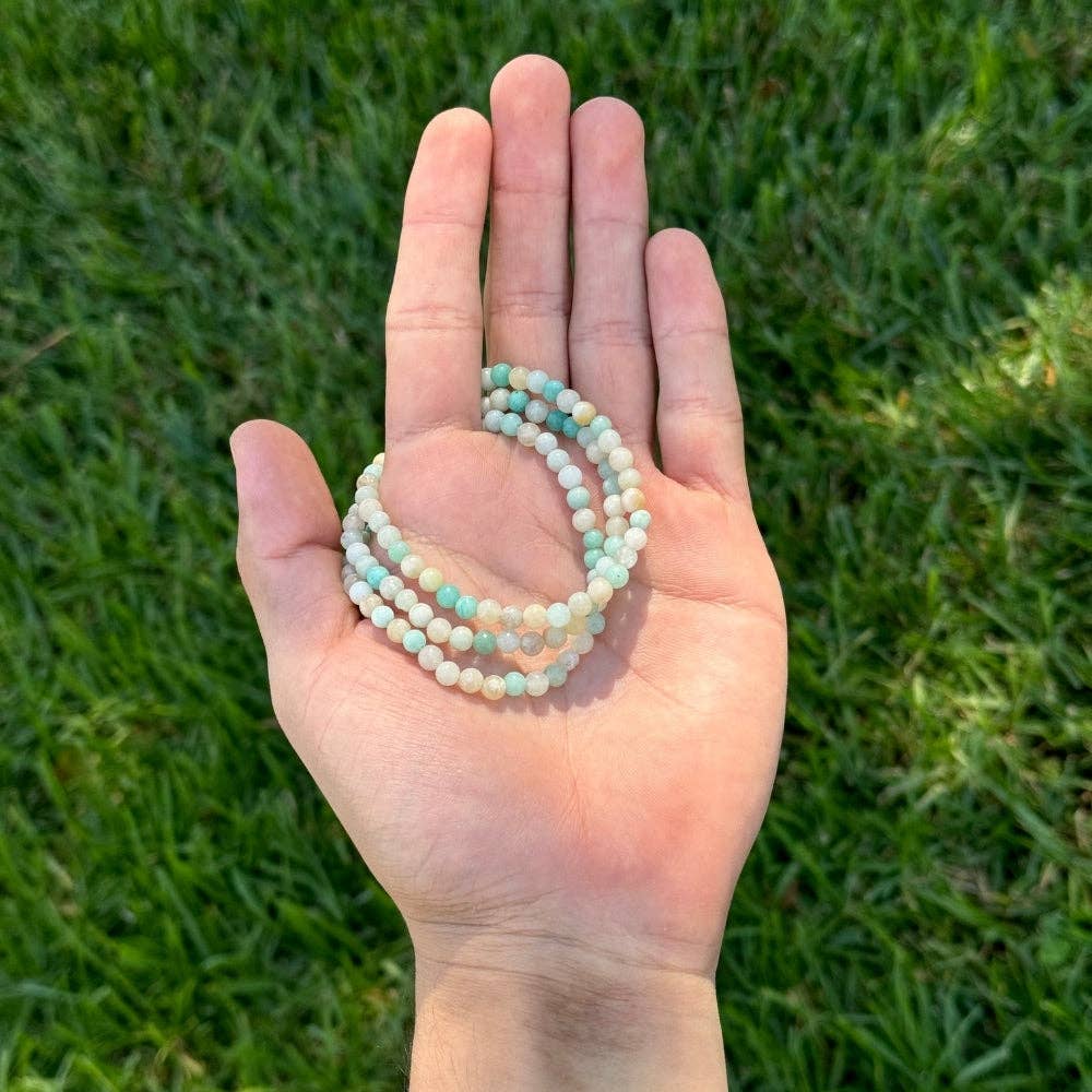 Crystal Bracelet - 4mm Amazonite, pack of 5