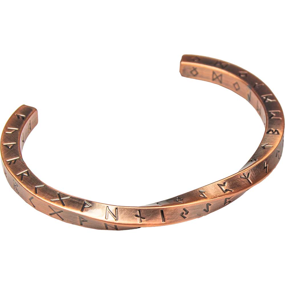 Stainless Steel Viking Twist Bracelet - Nordic Runes Copper Tone