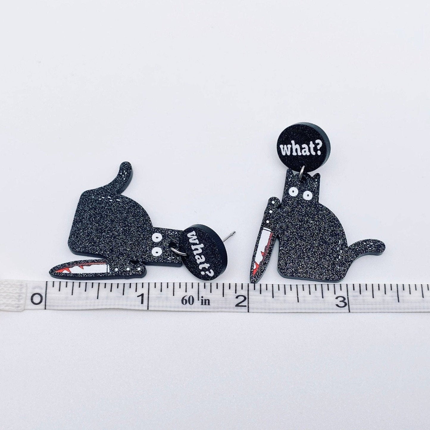 Earrings - Black Cat "What?" Acrylic Post