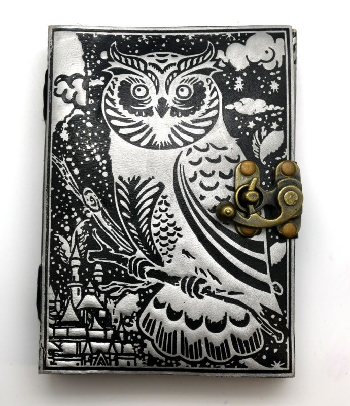 Silver/black Owl Journal 5 X 7 Inches