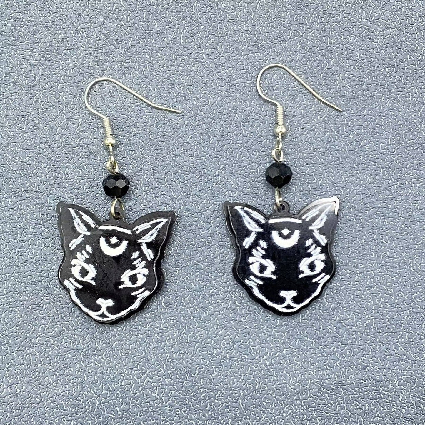 Black Moon Cat Earrings