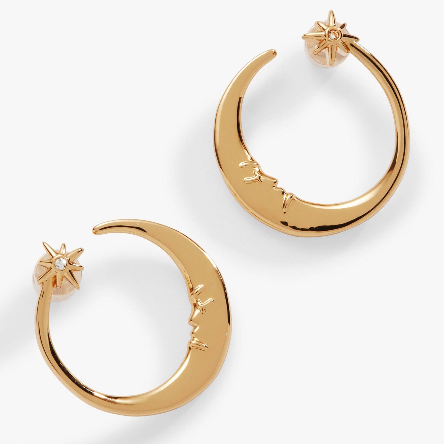 Crescent Moon Hoop Earrings: Gold
