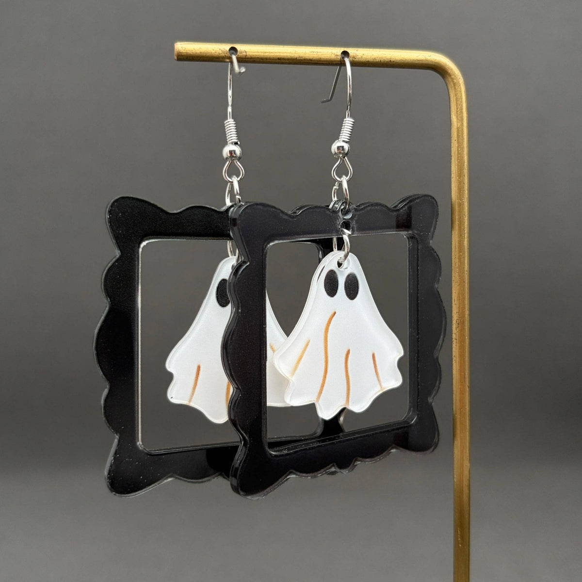 Halloween Ghost Acrylic Frame Dangle Earrings