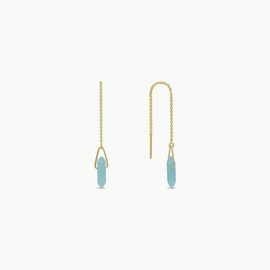 Threader - Amazonite - Gold Earrings