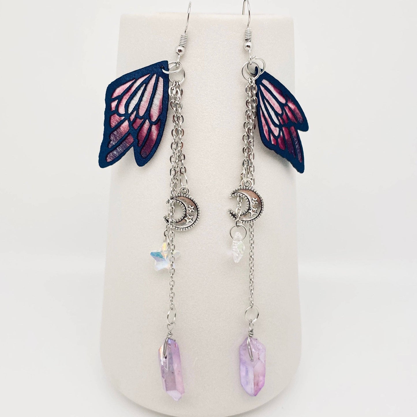 Earrings - Crystal & Butterfly (Amethyst)