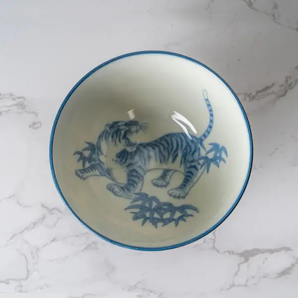 Tiger Design Porcelain Bowl Navy