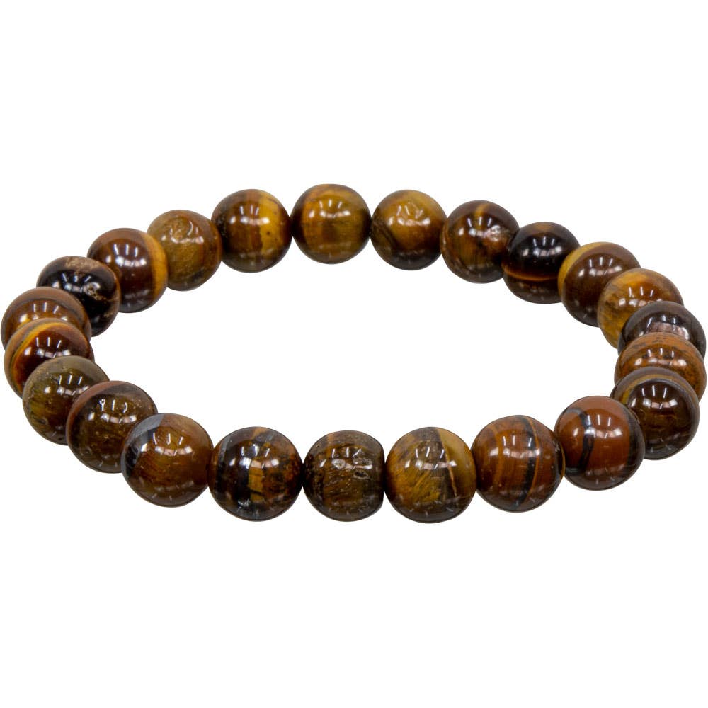 Elastic Bracelet 8mm Round Beads - Tiger Eye (Each)