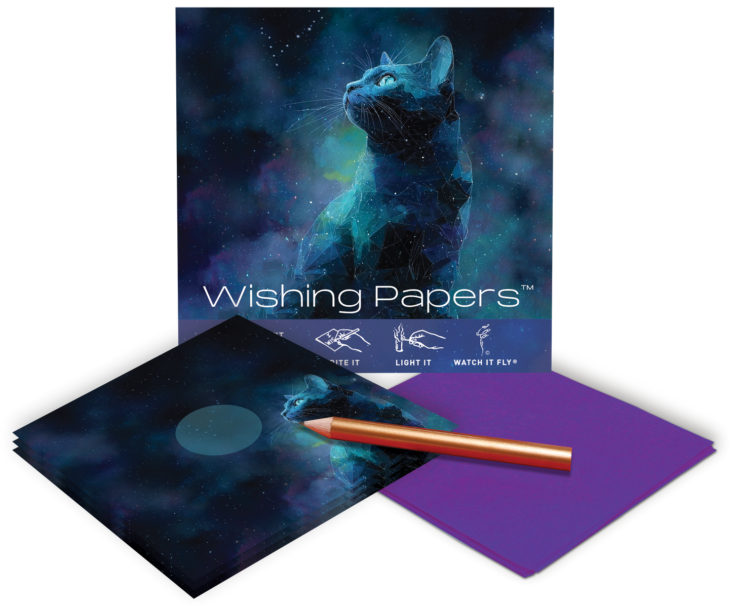 Cosmic Cat — Flying Wish Paper® Standard Mini WISHING KIT™