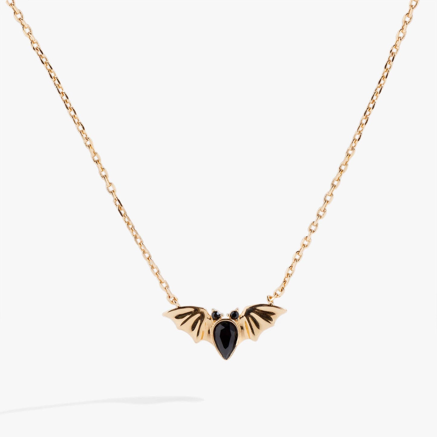 Necklace - Crystal Bat Pendant: Gold
