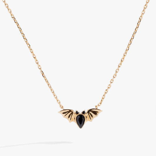 Necklace - Crystal Bat Pendant: Gold
