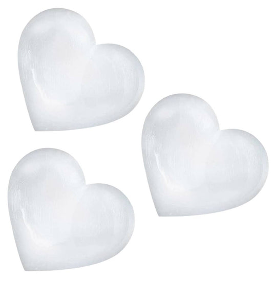 Selenite Hearts 14 - White Large
