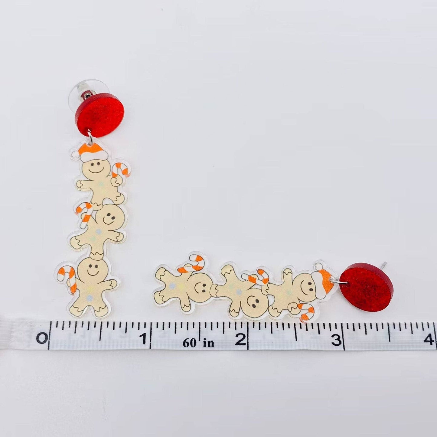 Earrings - Holiday - Acrylic Three Gingerbread Man