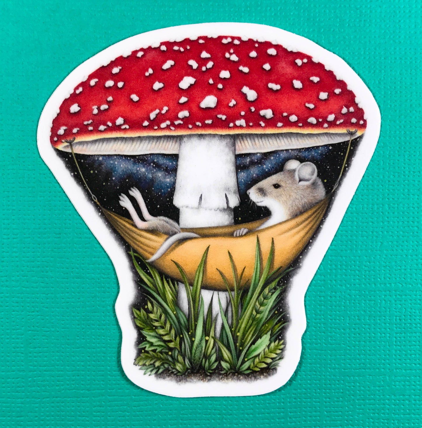 Stickers - Abundance Illustration - Mouse in a Mushroom Hammock