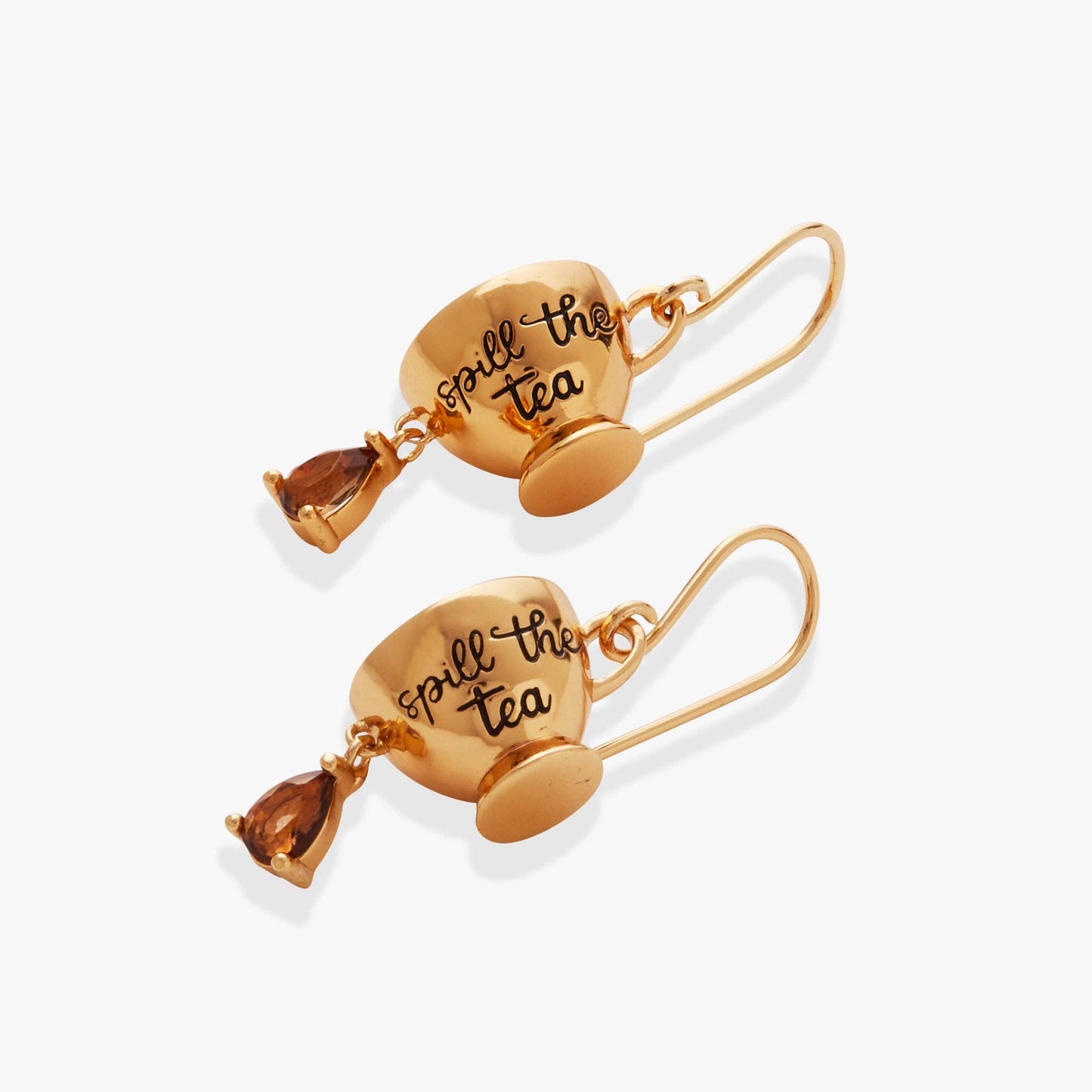 Earrings - 'Spill the Tea' Cup Drop Earrings: Gold
