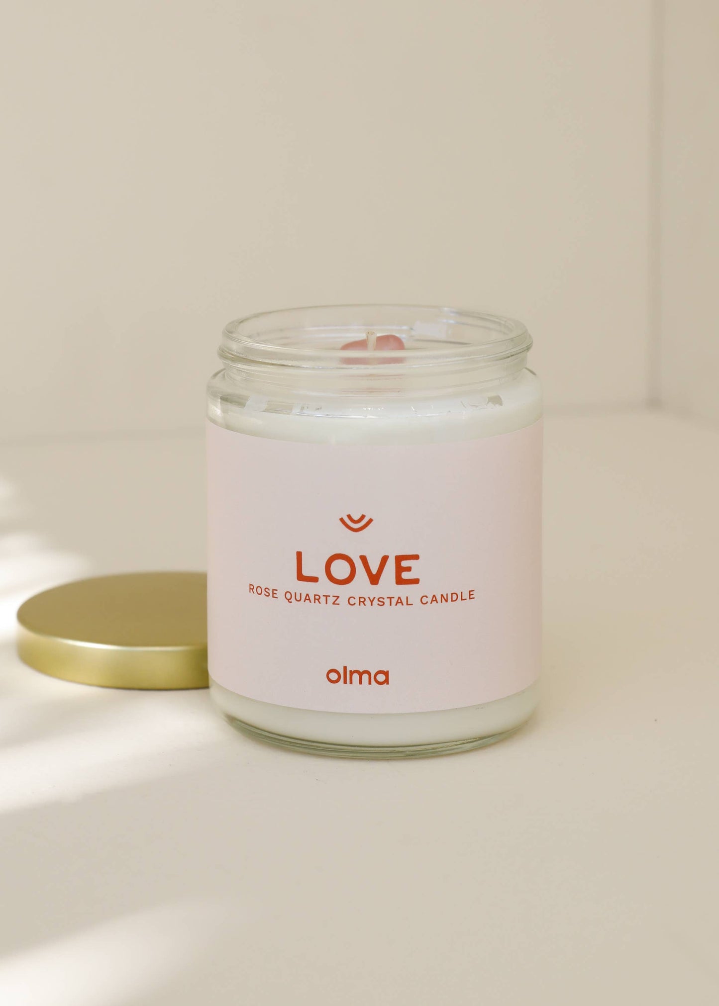 Love Intention Candle - Rose Quartz Crystal - Clear: 9oz