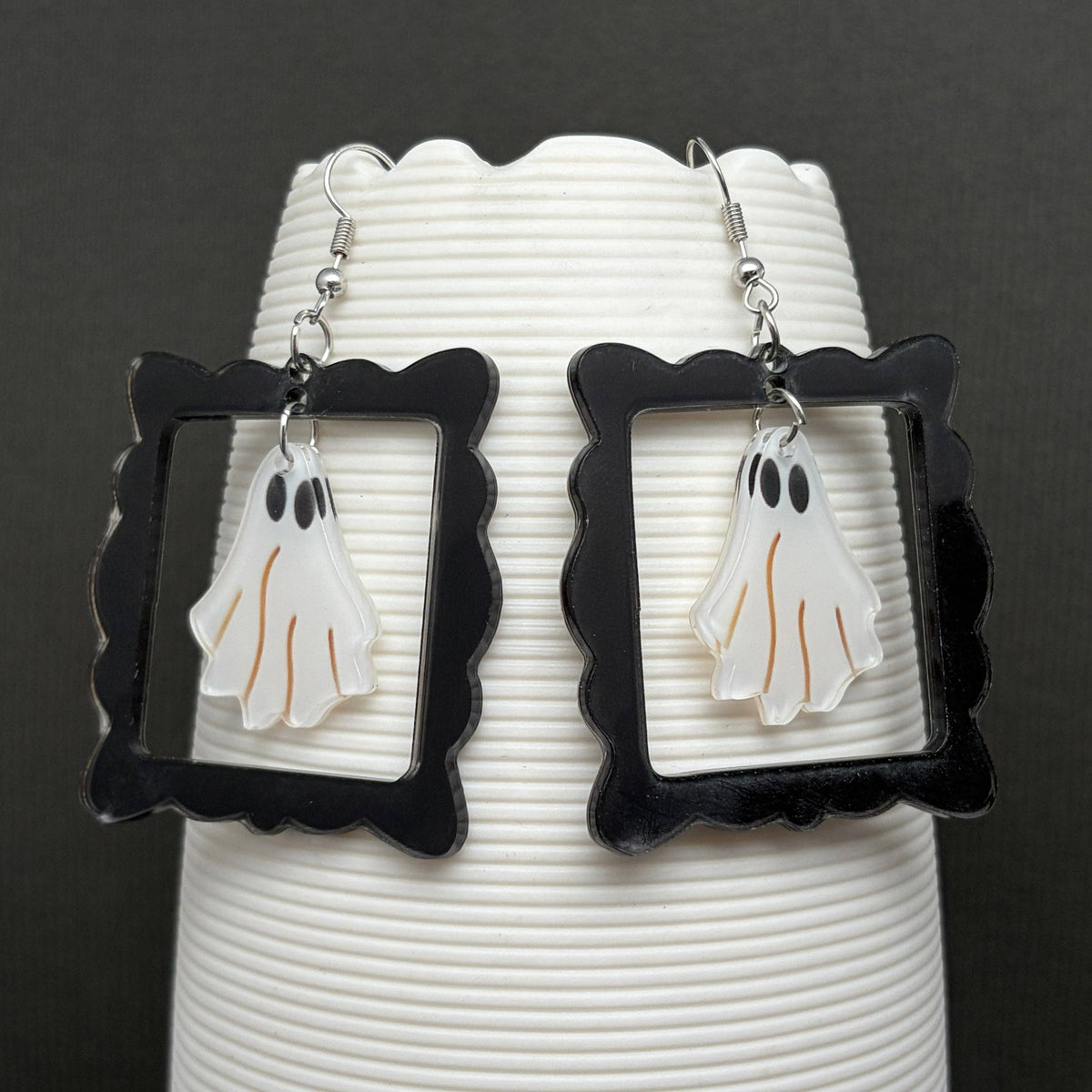 Halloween Ghost Acrylic Frame Dangle Earrings
