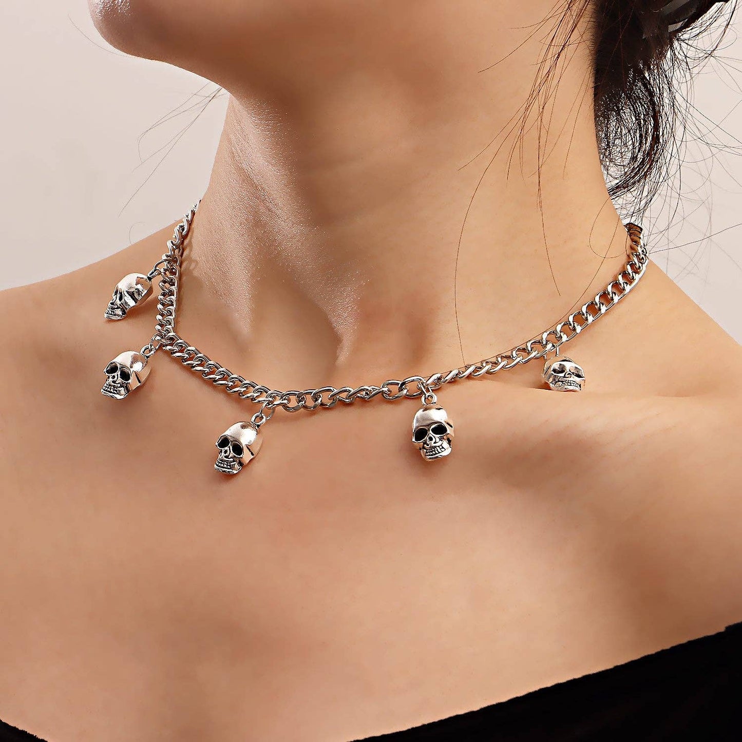 Silver Skulls Pendant Necklace