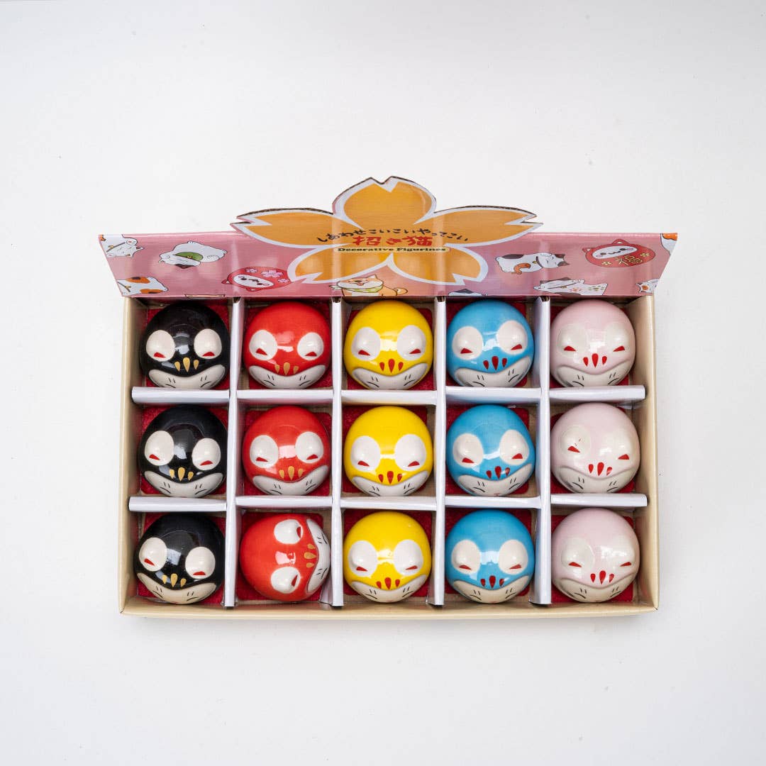 Small Daruma Cat Figurines 2.5 Inch