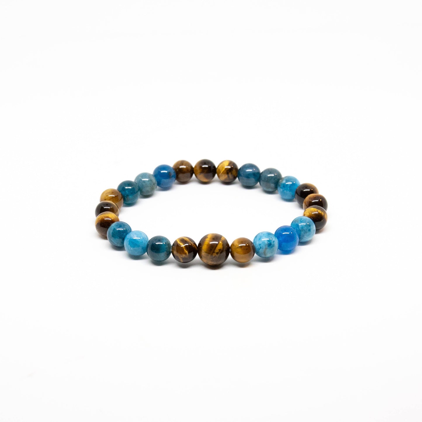 Beaded Bracelet - Apatite & Tiger's Eye Wrist Mala - 8mm