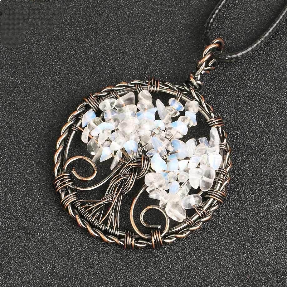 Wire-Wrapped Tree of Life Necklace - Green Aventurine