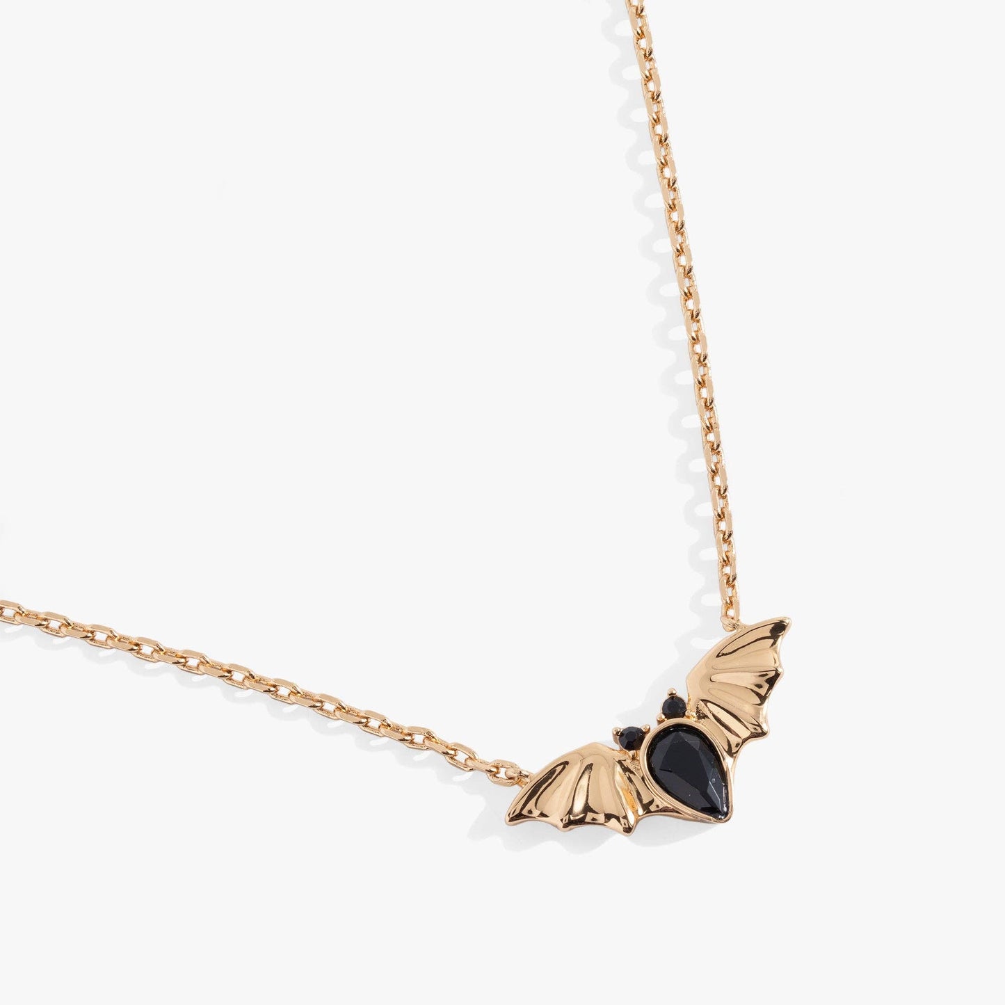 Necklace - Crystal Bat Pendant: Gold