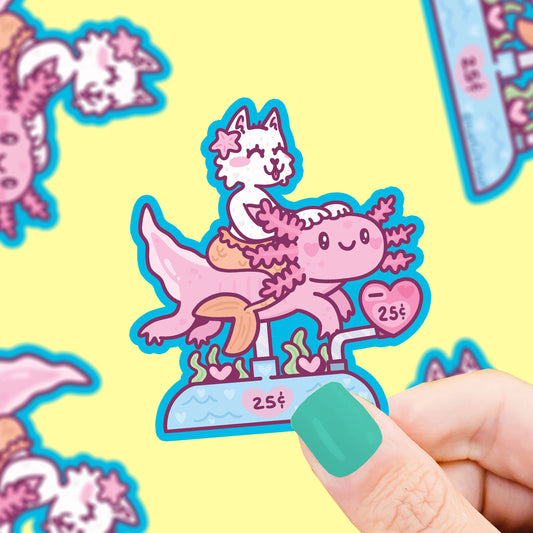 Stickers - TS - Purrmaid Kitty & Axolotl Coin Ride