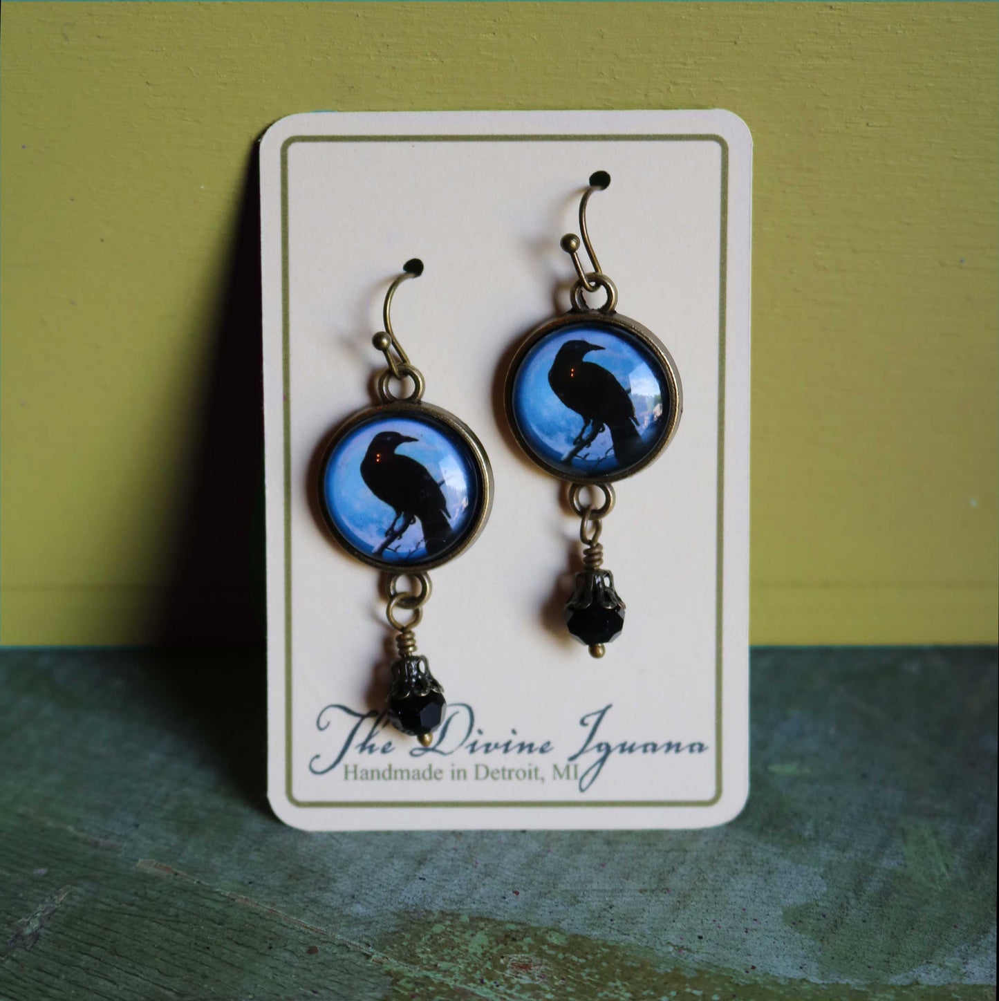 Purple Crow or Raven Goth Halloween Earrings