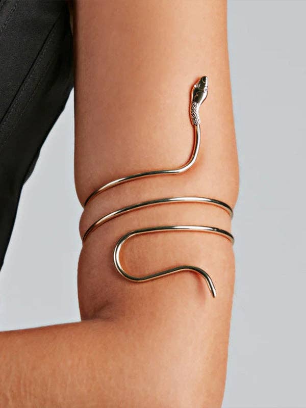 Exaggerated Twisted Winding Snake Armband Bracelet: Silver