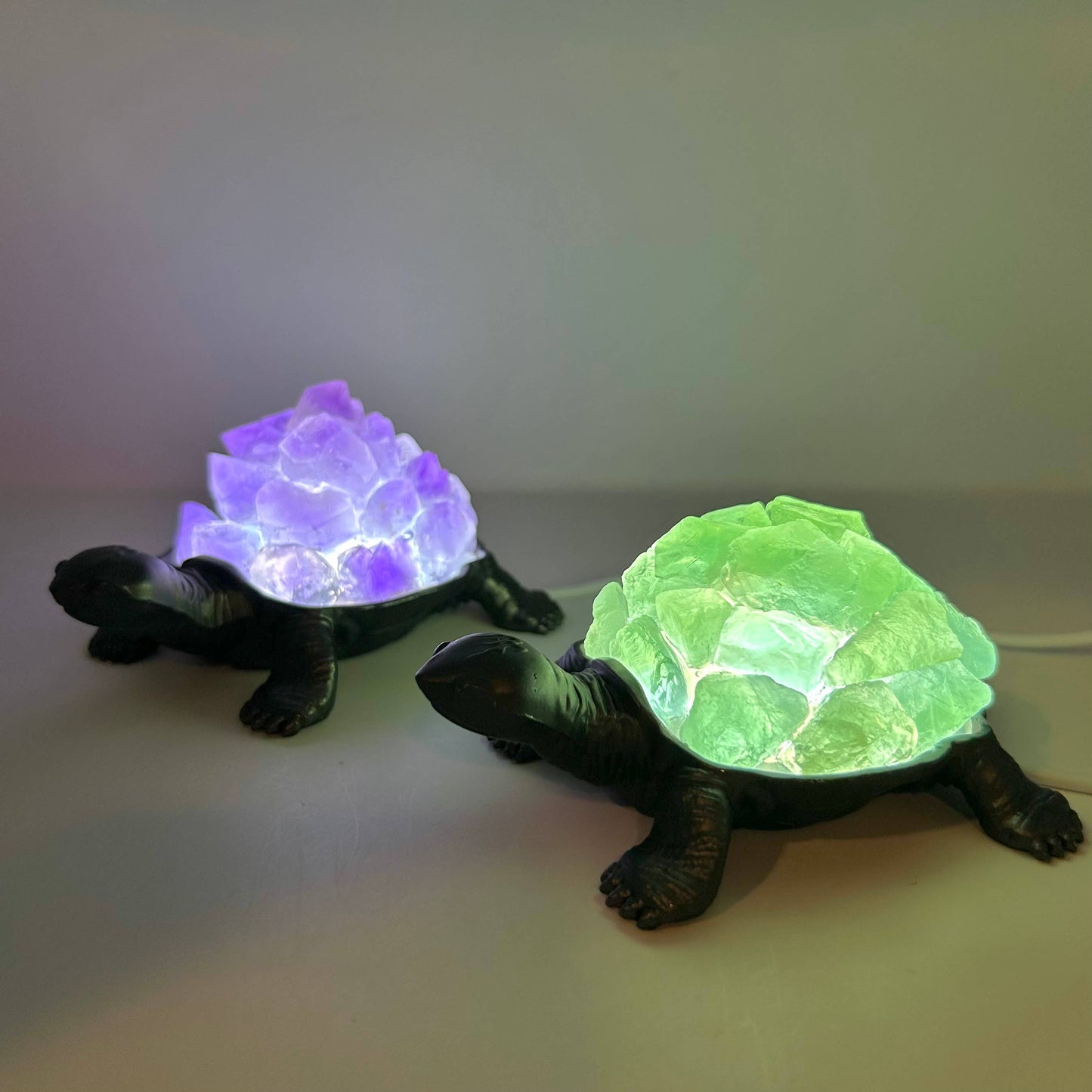 Turtle Gemstone Night Light : 4 Amethyst & 2 Fluorite