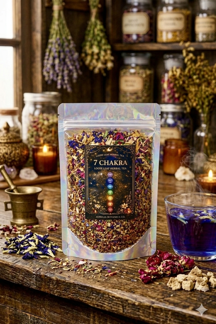 Chakra Balancing Loose Leaf Herbal Tea for Ritual & Meditation | Spiritual Tea Blend for Mindfulness, Energy Cleansing Intentional Living: Sample Pouch