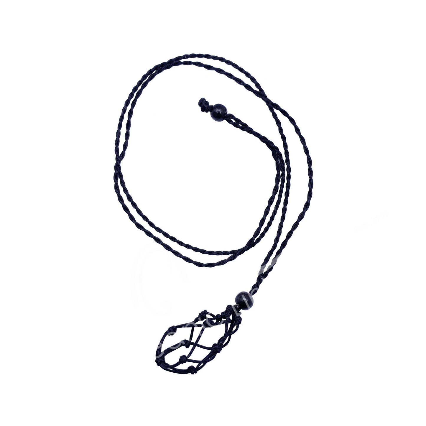 (PK 6)NECKLACE - NET BAG FOR STONE, BLACK ADJUSTABLE (PK 6)