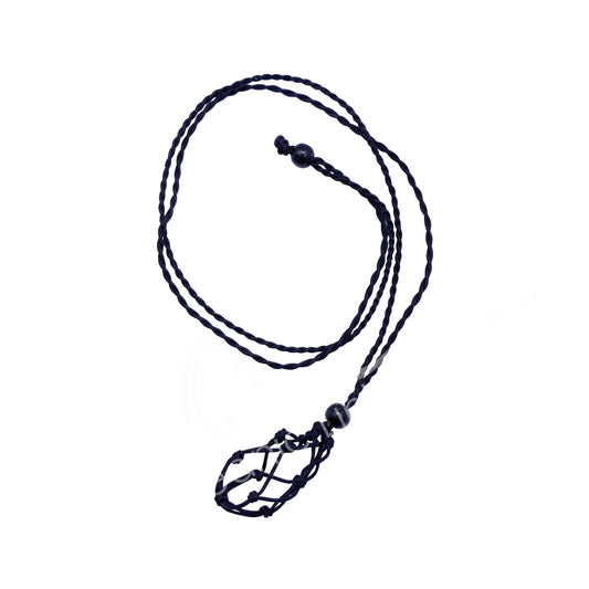 (PK 6)NECKLACE - NET BAG FOR STONE, BLACK ADJUSTABLE (PK 6)