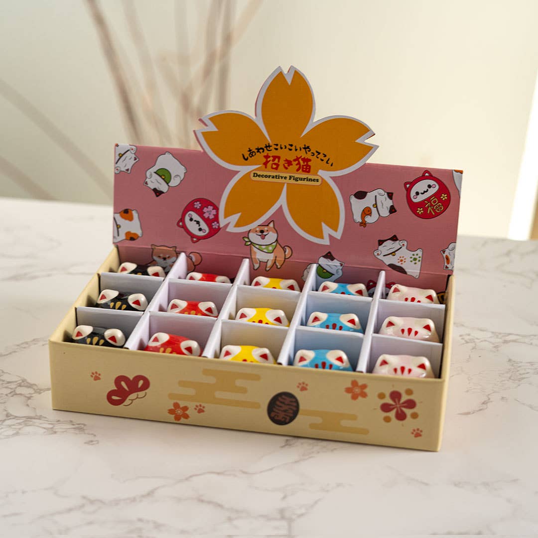 Small Daruma Cat Figurines 2.5 Inch