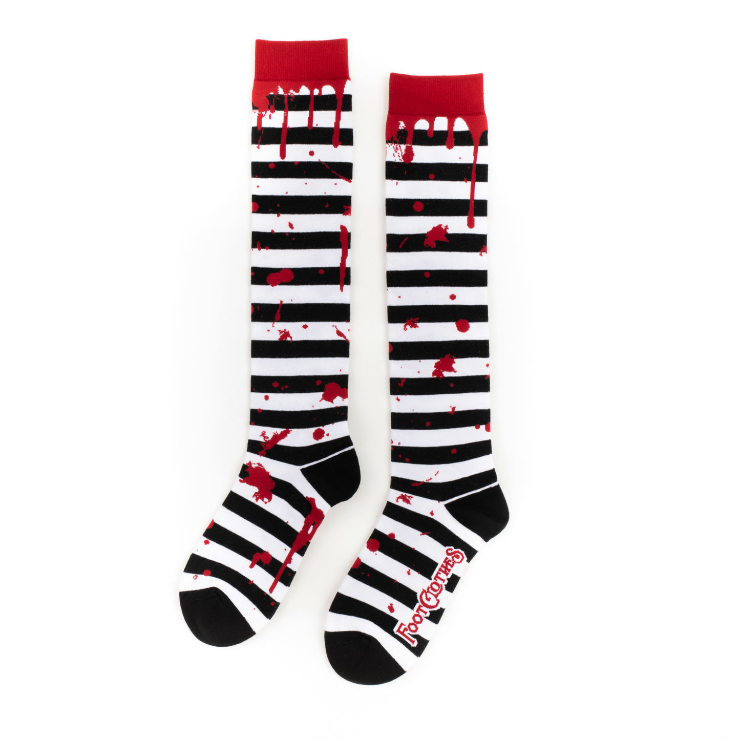 Socks - Foot Clothes - Sanguine Stripes Blood Spatter Knee High