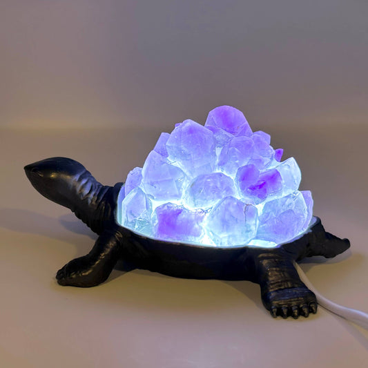 Turtle Gemstone Night Light  - Amethyst or Fluorite