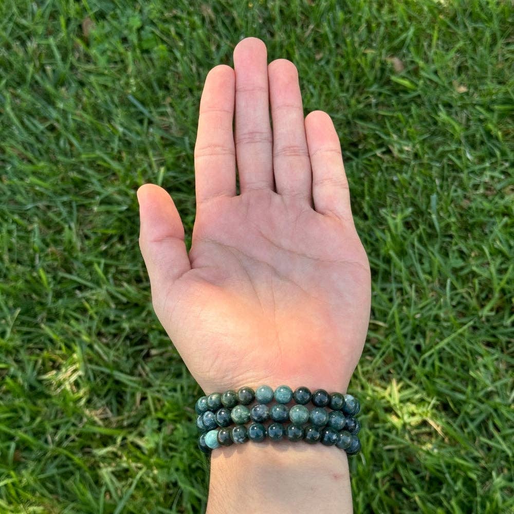 Crystal Bracelet - 8mm Moss Agate, pack of 5